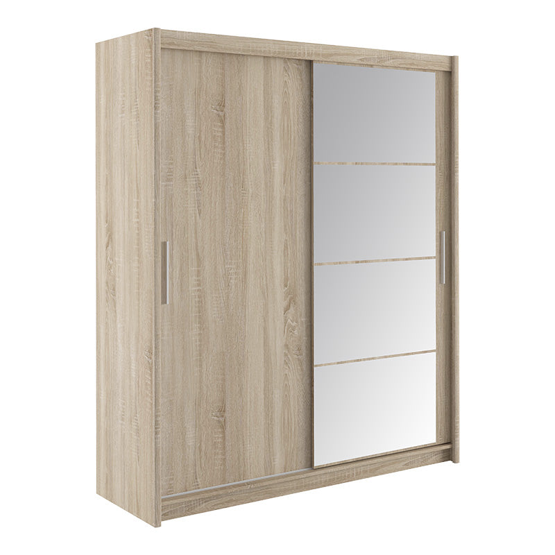 Wardrobe with 2 sliding doors Elodie pakoworld with mirror sonoma 180x61x216cm