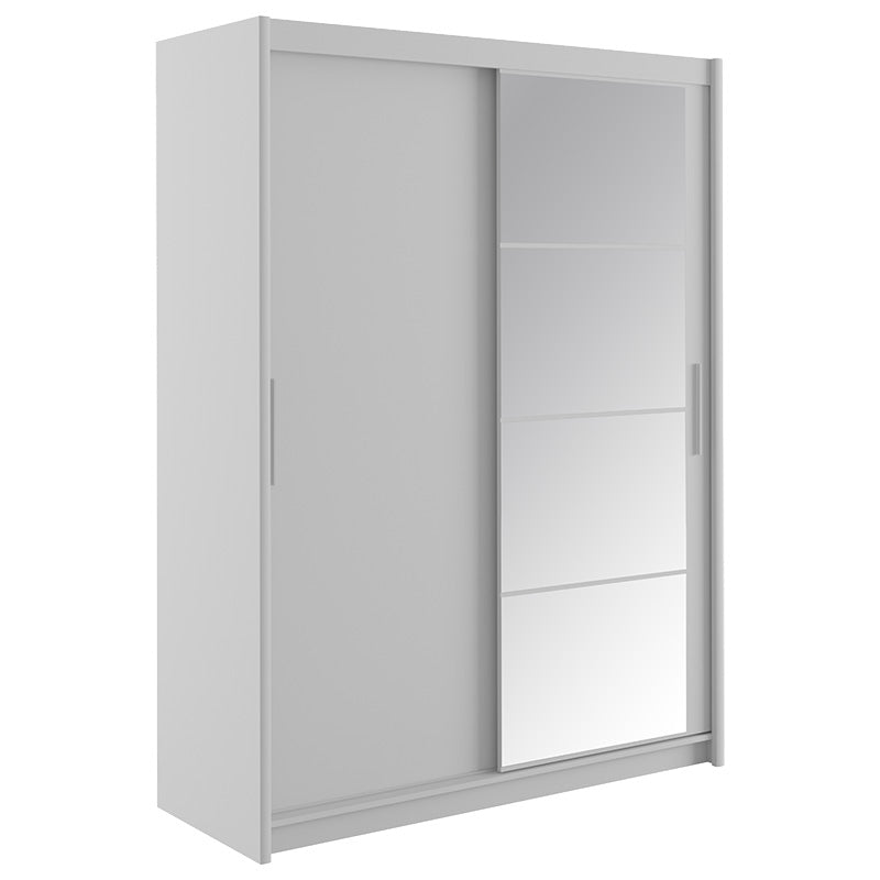 Wardrobe with 2 sliding doors Elodie pakoworld with mirror white 160x61x216cm