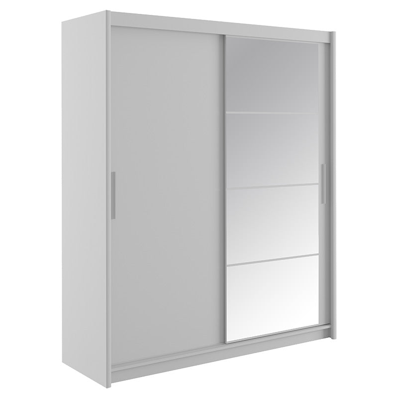 Wardrobe with 2 sliding doors Elodie pakoworld with mirror white 180x61x216cm