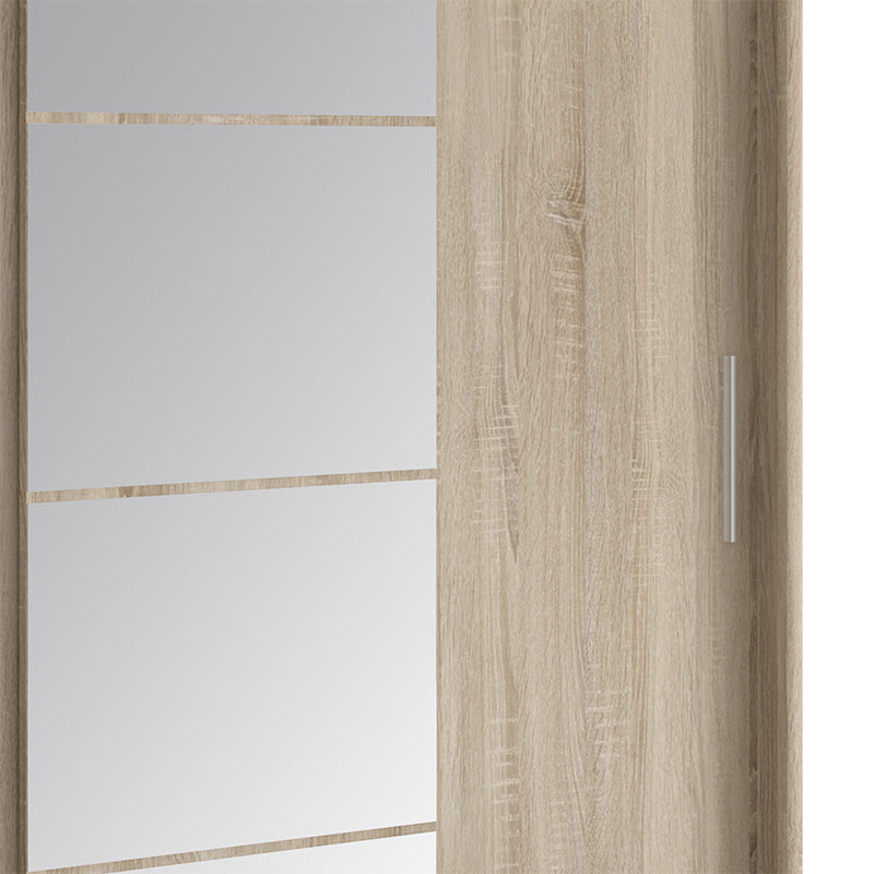 Wardrobe Elodie pakoworld with 3 sliding doors with mirror in sonoma 200x61x216cm