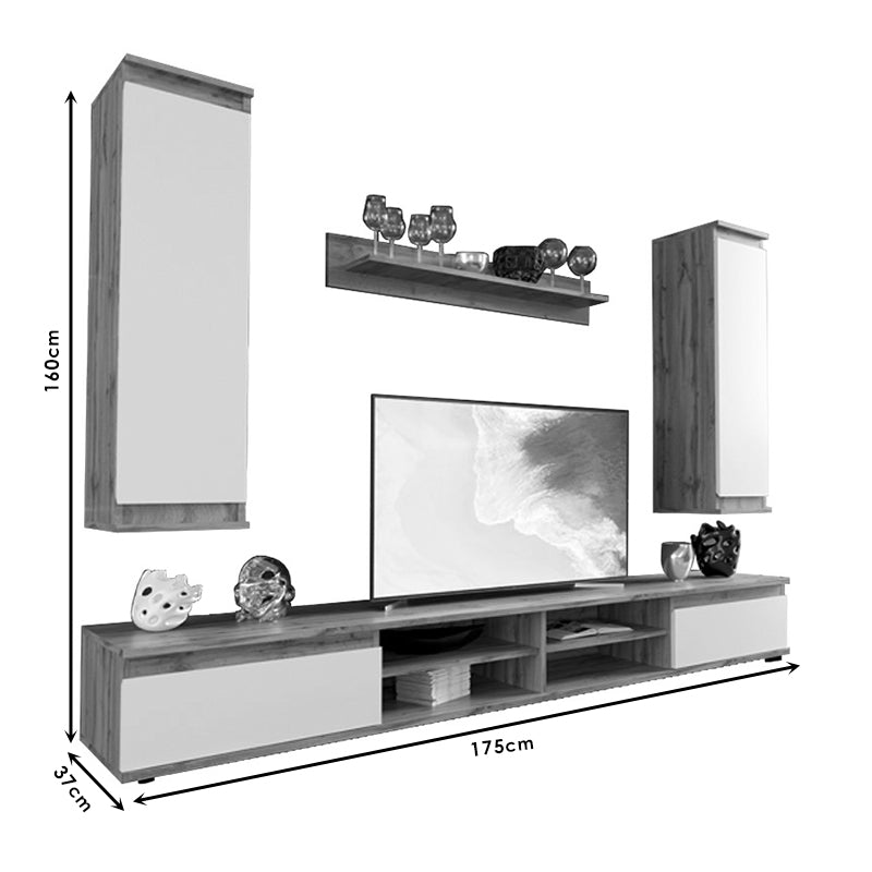 TV unit Sandro pakoworld walnut-white 175x37x160cm