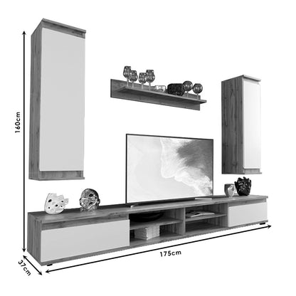 TV unit Sandro pakoworld walnut-white 175x37x160cm