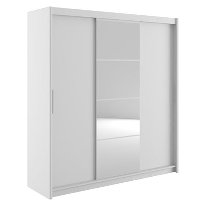 Wardrobe Elodie pakoworld with 3 sliding doors with mirror in white 200x61x216cm