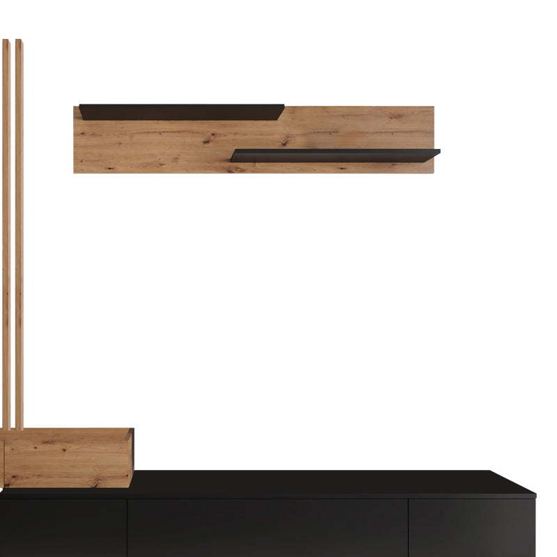 TV unit Litende pakoworld black-sonoma melamine 249.5x42x199.5cm