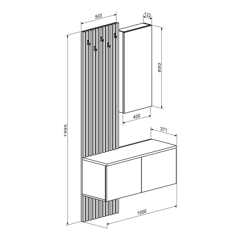 Entrance furniture Arika pakoworld white-sonoma 100x37x199.5cm