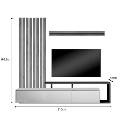 Claironse pakoworld anthracite melamine living room set 225x37.6x210cm