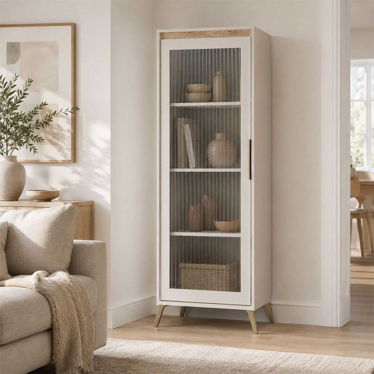 Showcase Belka cream with oak 55.6x45x152.6cm