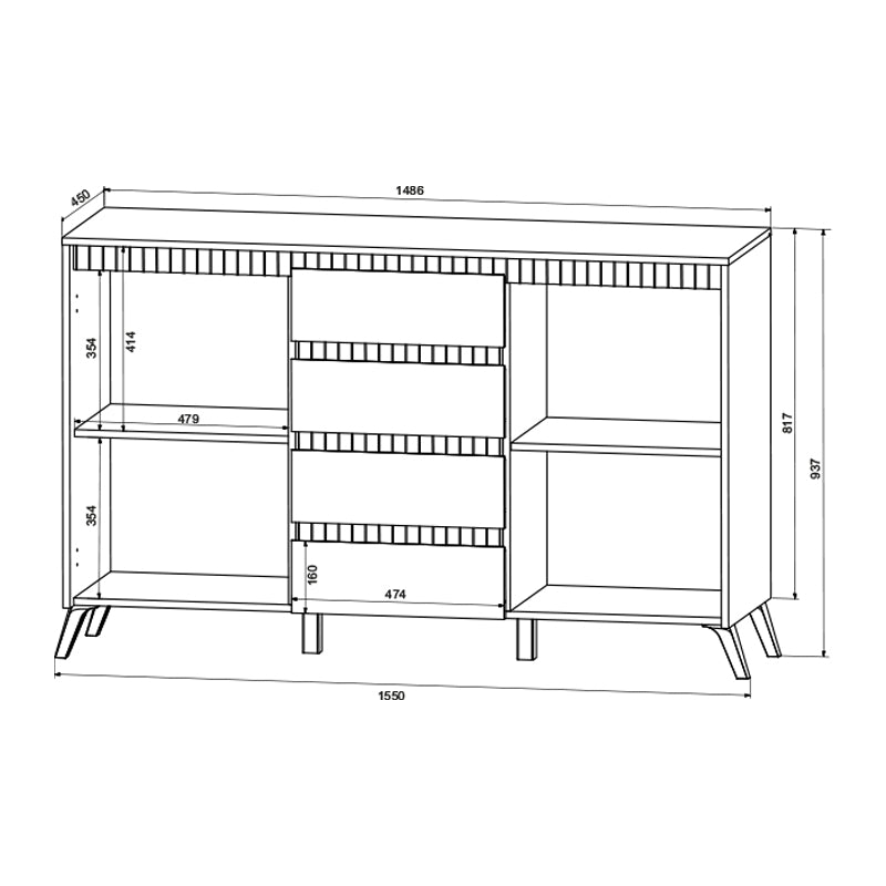 Buffet Belka cream with oak 155x45x93.7cm