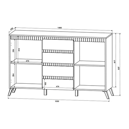 Buffet Belka cream with oak 155x45x93.7cm