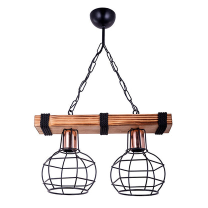 2-light ceiling light PWL-1033 E27 walnut-black 40x15x60cm