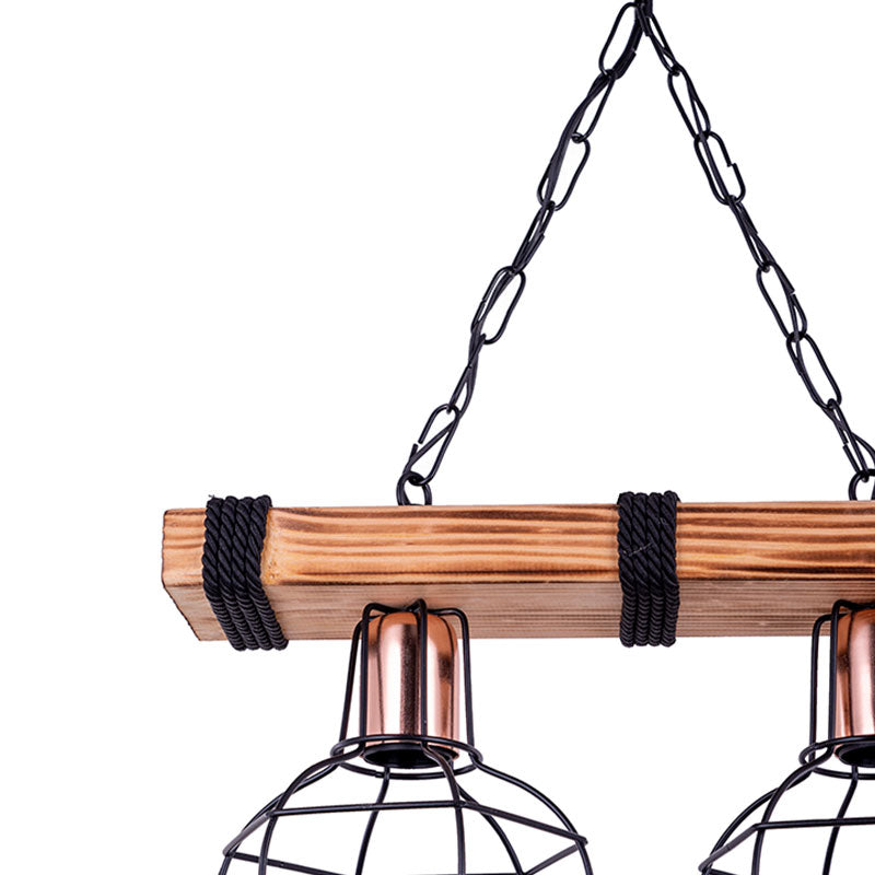 2-light ceiling light PWL-1033 E27 walnut-black 40x15x60cm