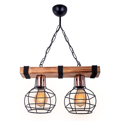 2-light ceiling light PWL-1033 E27 walnut-black 40x15x60cm