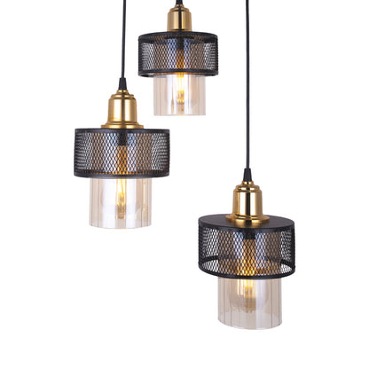 3-light ceiling light PWL-1045 E27 black-gold D30x85cm