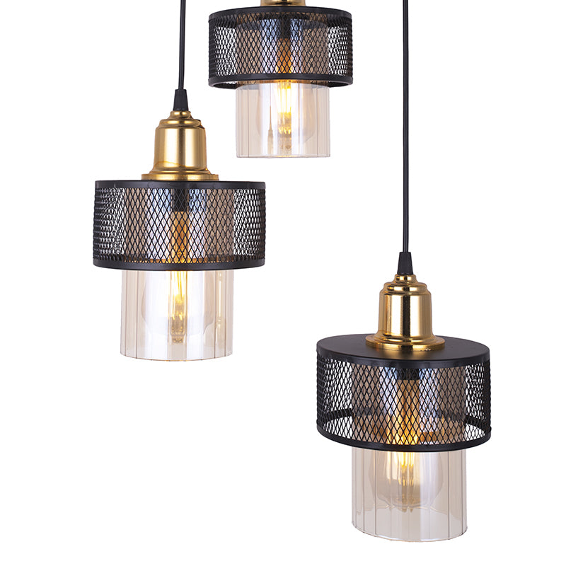 3-light ceiling light PWL-1045 pakoworld E27 black-gold D30x85cm