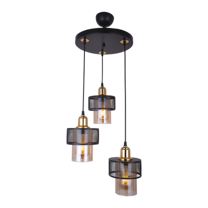 3-light ceiling light PWL-1045 pakoworld E27 black-gold D30x85cm