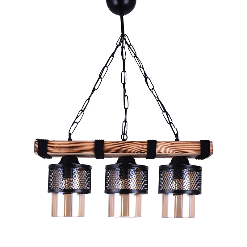 3-light ceiling light PWL-1046 pakoworld E27 black-walnut 50x15x65cm