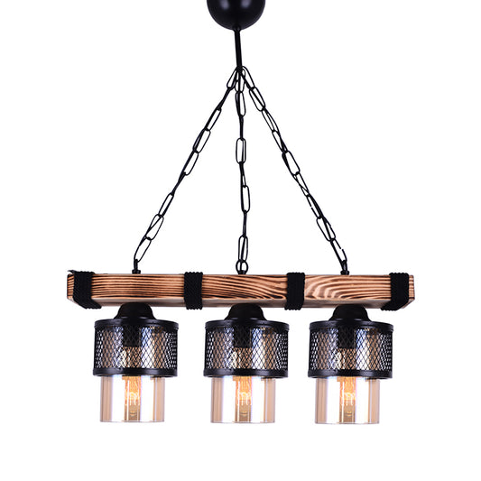 3-light ceiling light PWL-1046 pakoworld E27 black-walnut 50x15x65cm