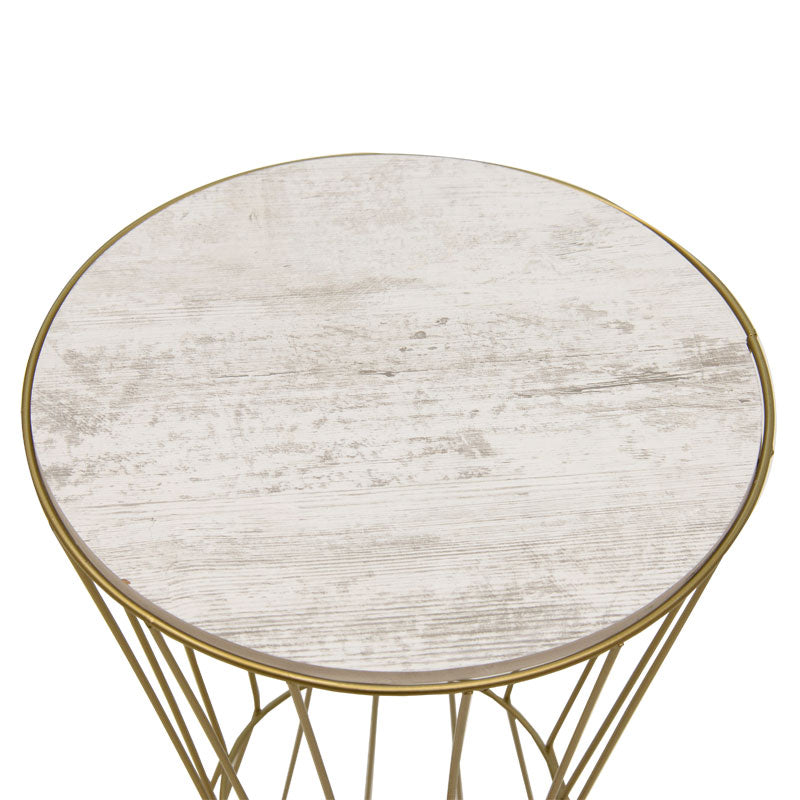 Side table Yava pakoworld grey antique-golden D35x58cm