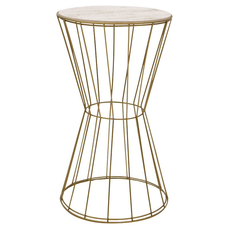 Side table Yava pakoworld grey antique-golden D35x58cm