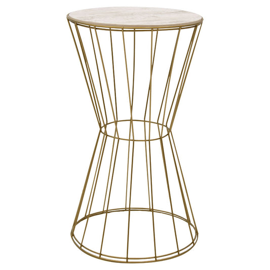 Side table Yava pakoworld grey antique-golden D35x58cm