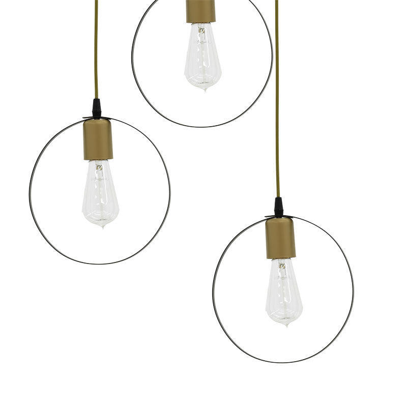 3-light ceiling light Kasper pakoworld E27 black-gold D30x79cm