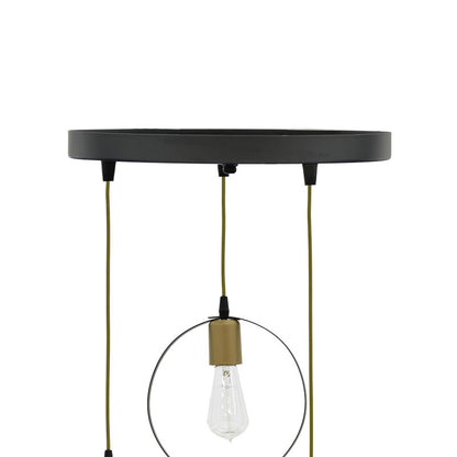 3-light ceiling light Kasper pakoworld E27 black-gold D30x79cm