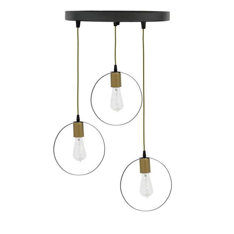 3-light ceiling light Kasper E27 black-gold D30x79cm