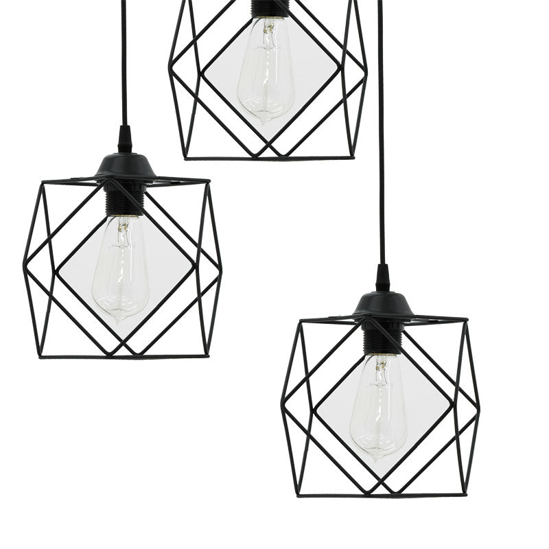 3-light ceiling light Karin E27 black 30x30x90cm