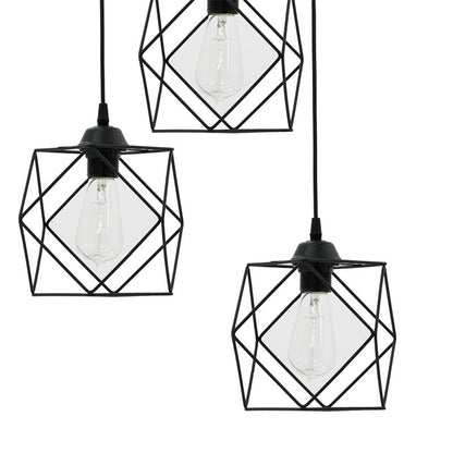 3-light ceiling light Karin E27 black 30x30x90cm