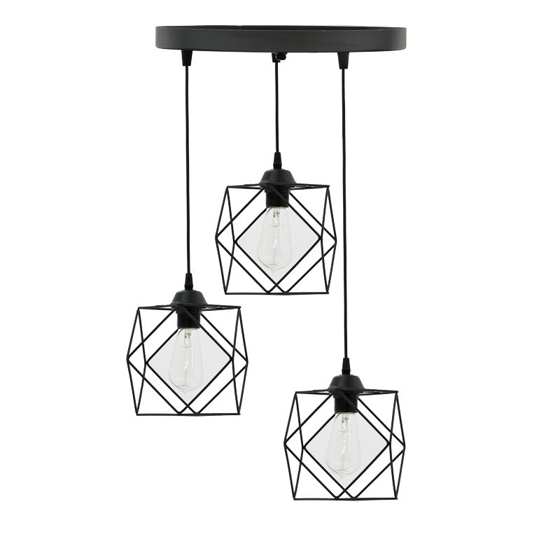 3-light ceiling light Karin E27 black 30x30x90cm