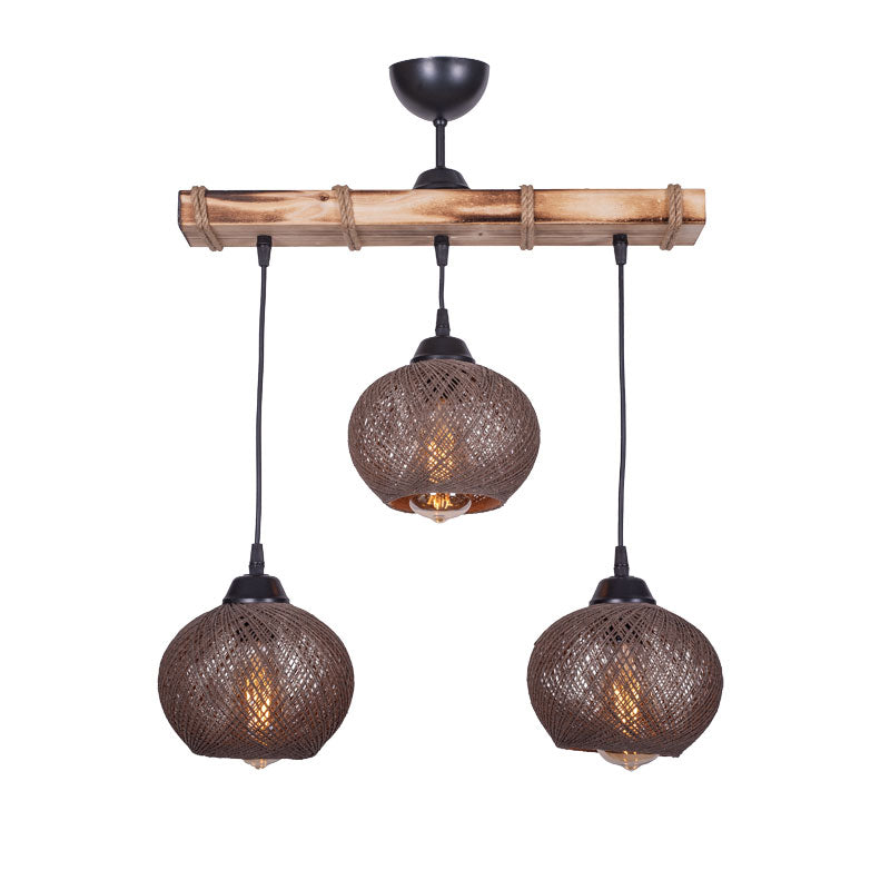 3-light ceiling light Fiona I pakoworld E27 brown-natural 50x20x63cm