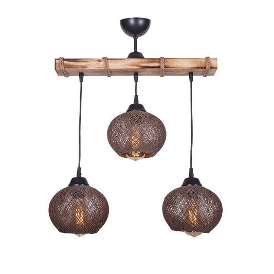 3-light ceiling light Fiona I pakoworld E27 brown-natural 50x20x63cm