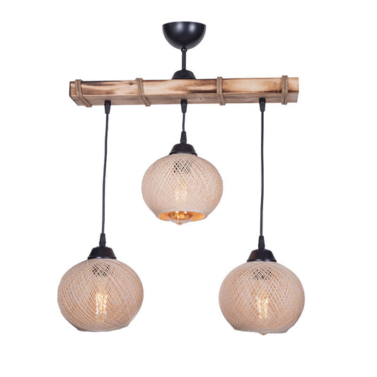 3-light ceiling light Fiona I pakoworld E27 cream-natural 50x20x63cm