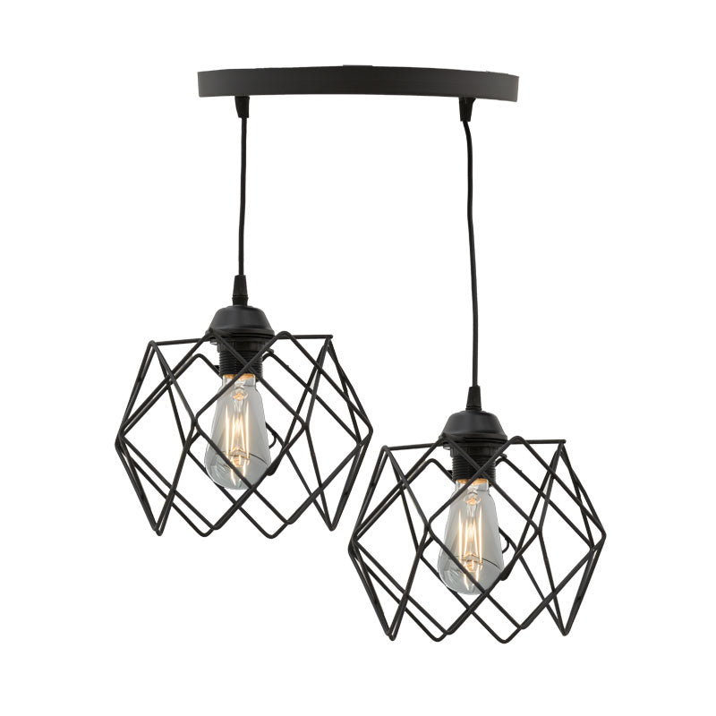 2-light ceiling light Zocie E27 black Φ30x70cm