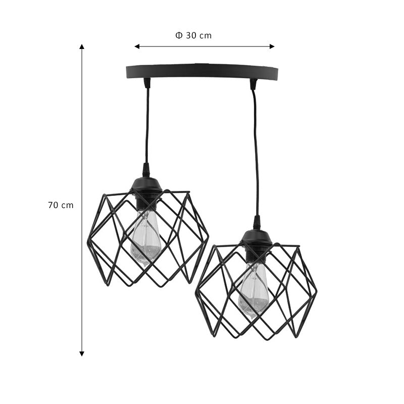2-light ceiling light Zocie E27 black Φ30x70cm