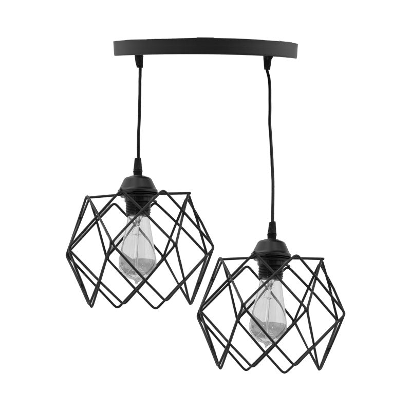 2-light ceiling light Zocie E27 black Φ30x70cm