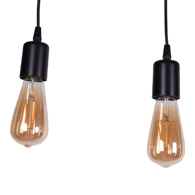 Three lights ceiling light Sofren pakoworld black-natural wood 51x27x112cm