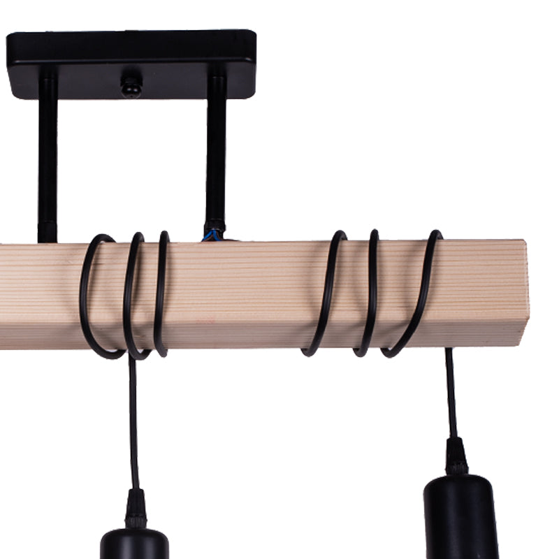 Three lights ceiling light Sofren pakoworld black-natural wood 51x27x112cm