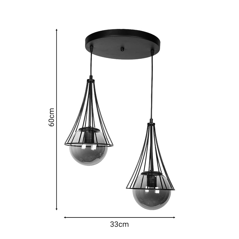 Two-light ceiling lamp Karmno pakoworld black metal 33x20x89cm