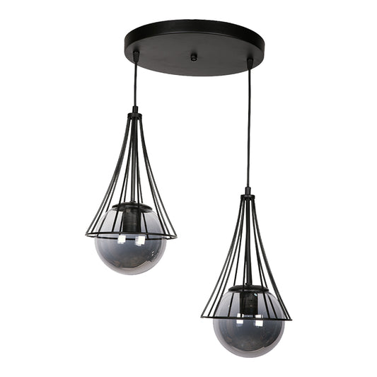 Two-light ceiling lamp Karmno pakoworld black metal 33x20x89cm