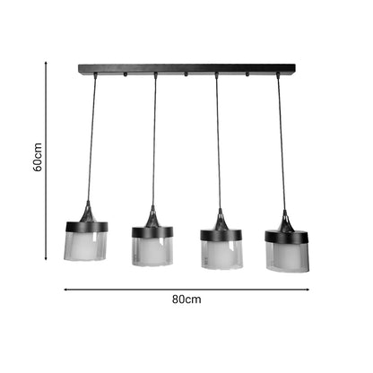 Four-light ceiling lamp Tigly pakoworld black metal 80x20x60cm