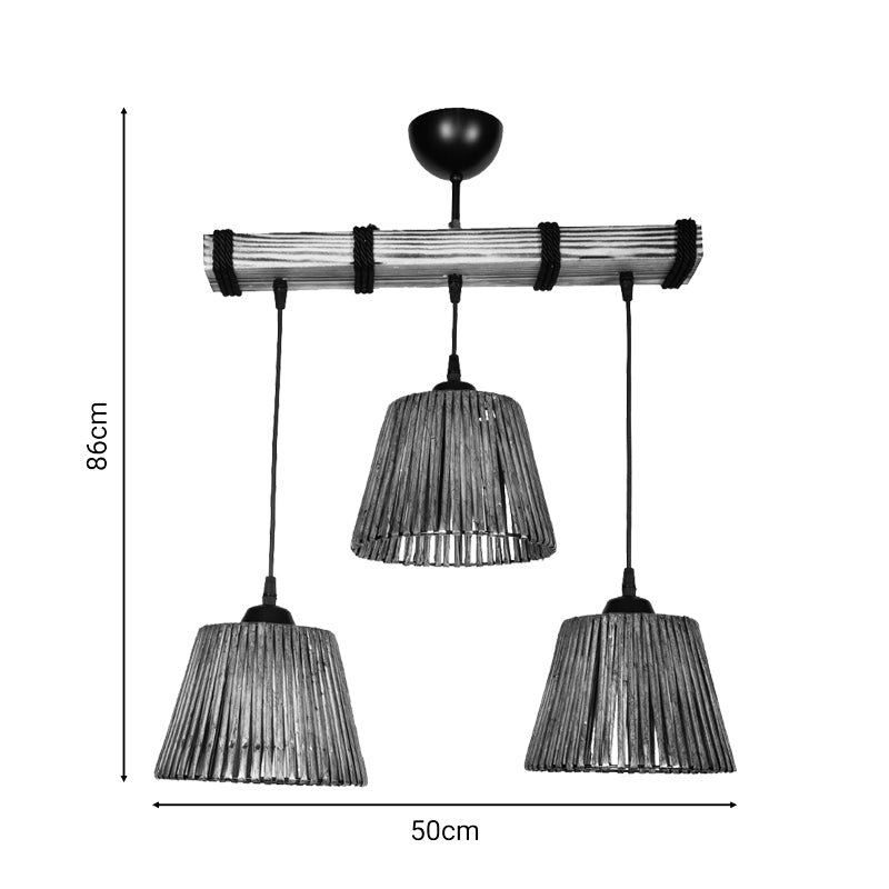 Three-light ceiling lamp Rapal pakoworld brown wood 50x25x86cm