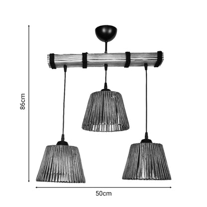 Three-light ceiling lamp Rapal pakoworld brown wood 50x25x86cm