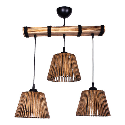 Three-light ceiling lamp Rapal pakoworld brown wood 50x25x86cm