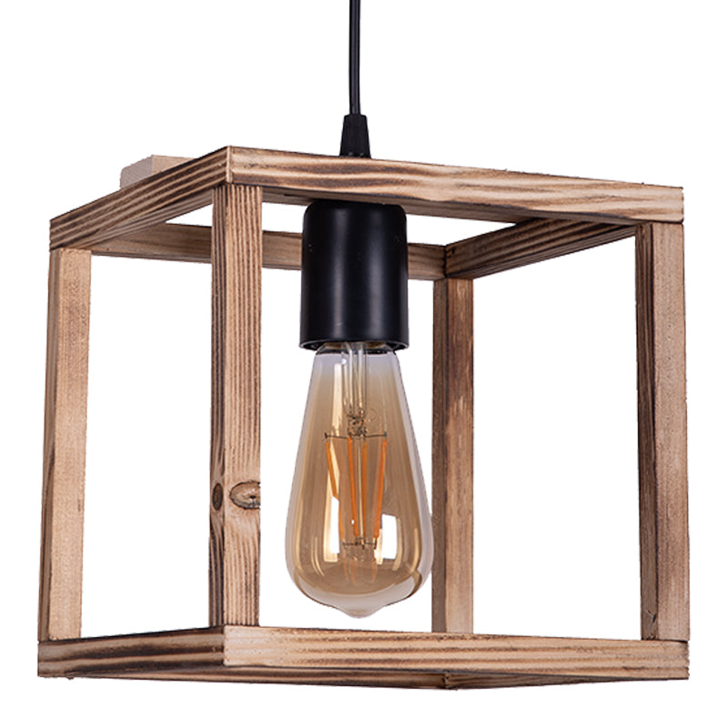 Single light ceiling lamp Nion pakoworld brown-black wood metal 21x21x70cm