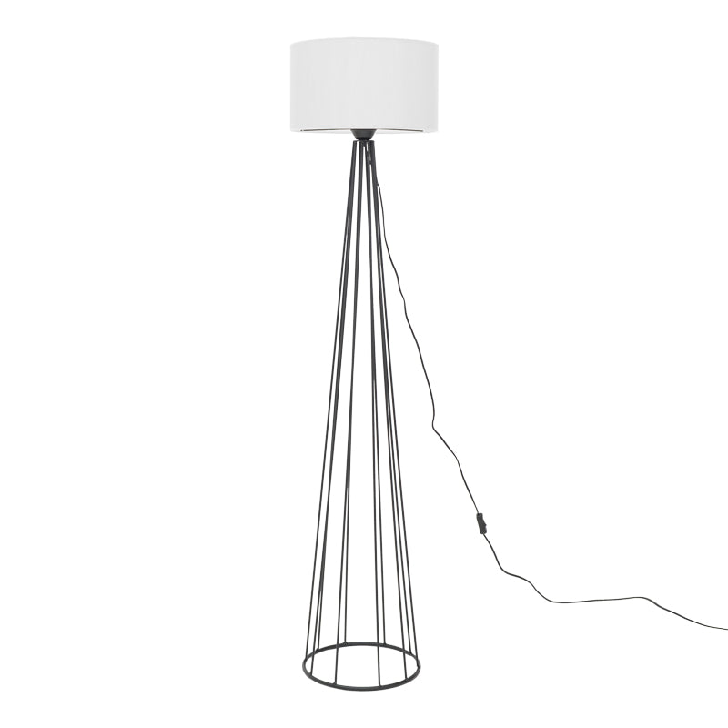 Floor lamp Florencia pakoworld Ε27 white fabric-metal D40x23cm