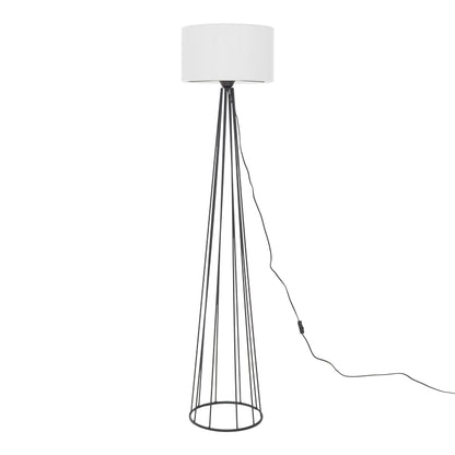 Floor lamp Florencia pakoworld Ε27 white fabric-metal D40x23cm