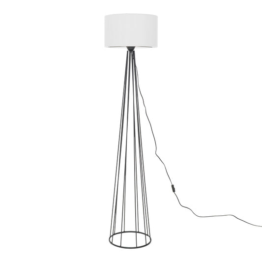 Floor lamp Florencia pakoworld Ε27 white fabric-metal D40x23cm