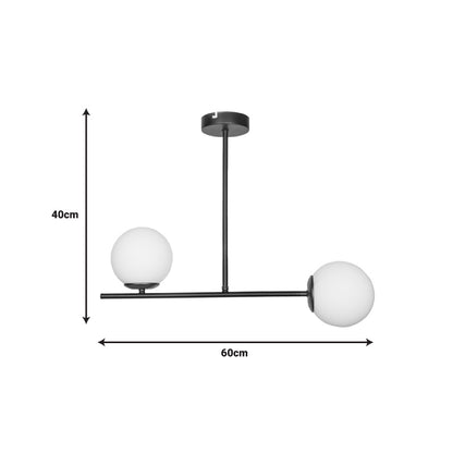 2-light Ceiling light Opedro pakoworld E27  black metal 60x30x40cm