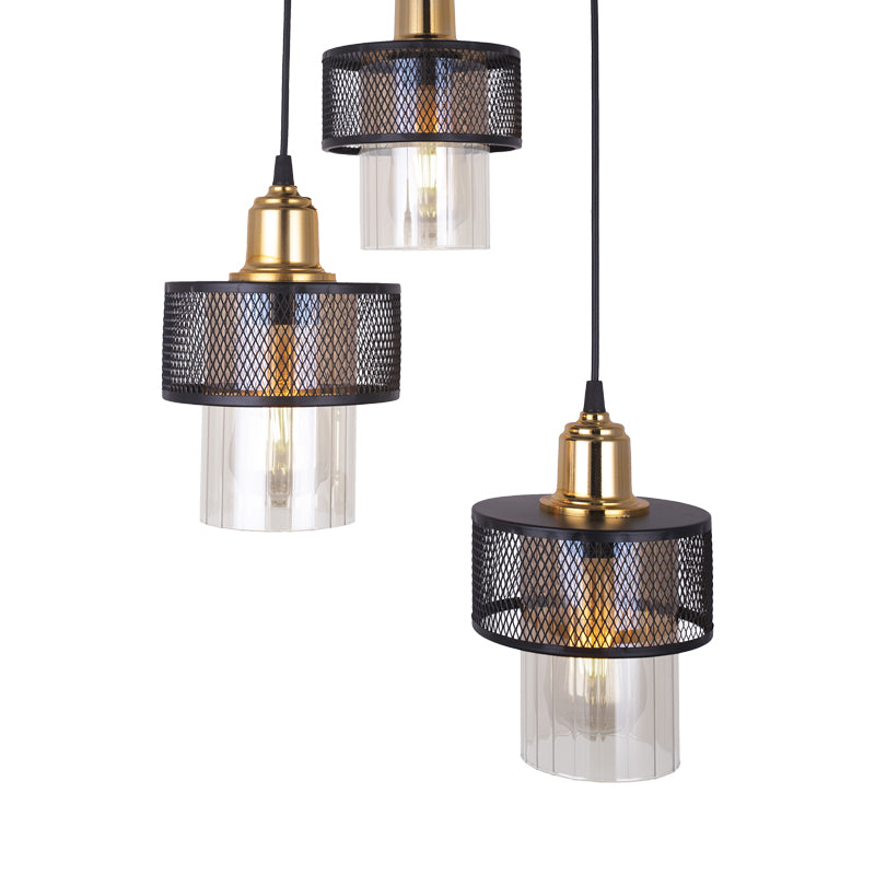 3-light ceiling light PWL-1045 pakoworld E27 in black-gold D30x85cm